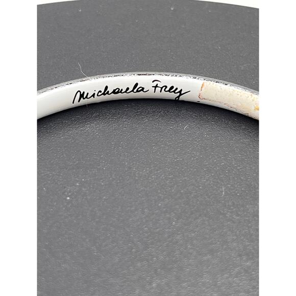 Vintage Michaela Frey Wiener Emailmanufaktur Blue Floral Enamel‎ Bangle Set - Picture 4 of 8